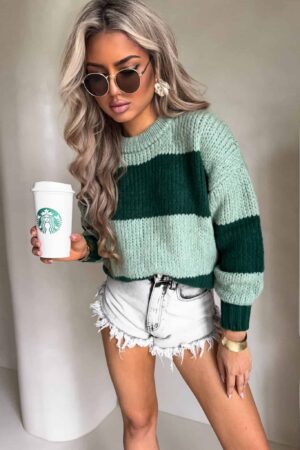 Sweter LEGEND pasy – zieleń