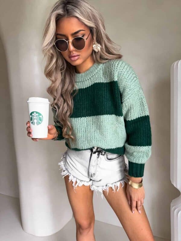 Sweter LEGEND pasy – zieleń