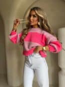 Sweter LEGEND pasy – jasny roż-koral Sweter LEGEND pasy – jasny roż-koral