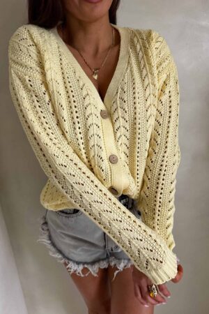 Sweter WOOD – żółty pastel