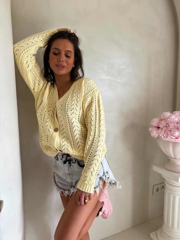 Sweter WOOD – żółty pastel