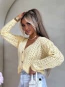 Sweter WOOD – żółty pastel