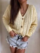 Sweter WOOD – żółty pastel