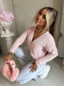 Sweter WOOD – jasny róż