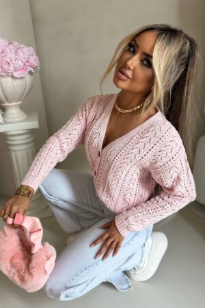 Sweter WOOD – jasny róż
