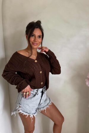 Sweter WOOD – brązowy