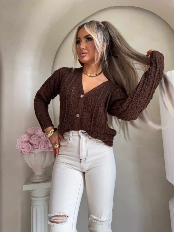 Sweter WOOD – brązowy