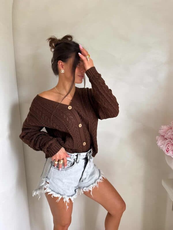 Sweter WOOD – brązowy