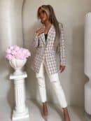 Marynarka LONG krata – beżowa Marynarka LONG krata – beżowa