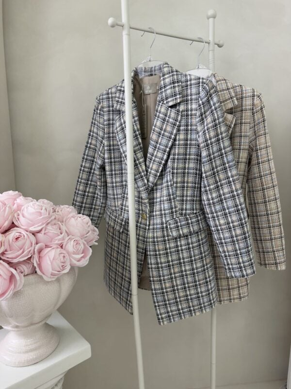 Marynarka LONG krata – beżowa Marynarka LONG krata – beżowa