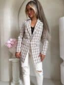 Marynarka LONG krata – beżowa Marynarka LONG krata – beżowa