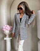 Marynarka LONG krata – szara Marynarka LONG krata – szara