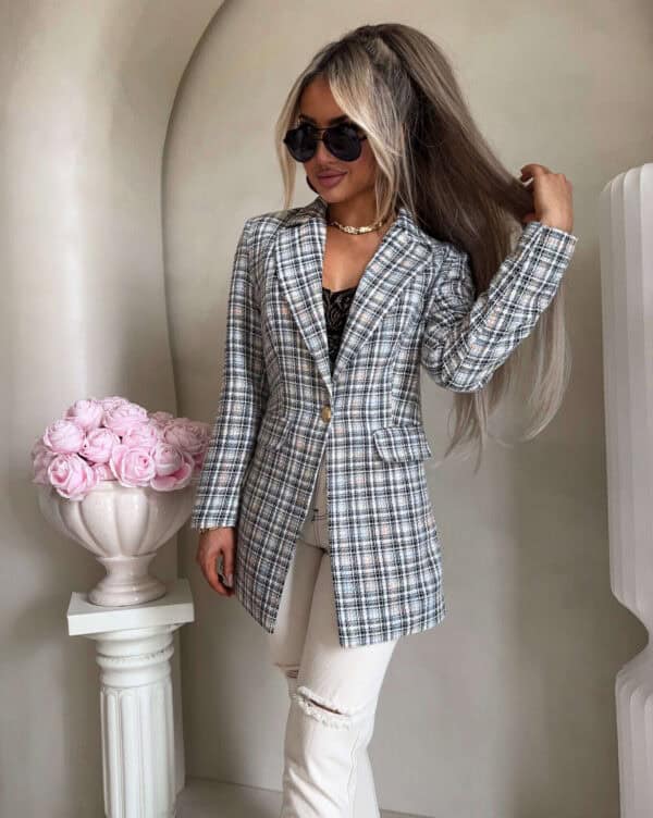 Marynarka LONG krata – szara Marynarka LONG krata – szara