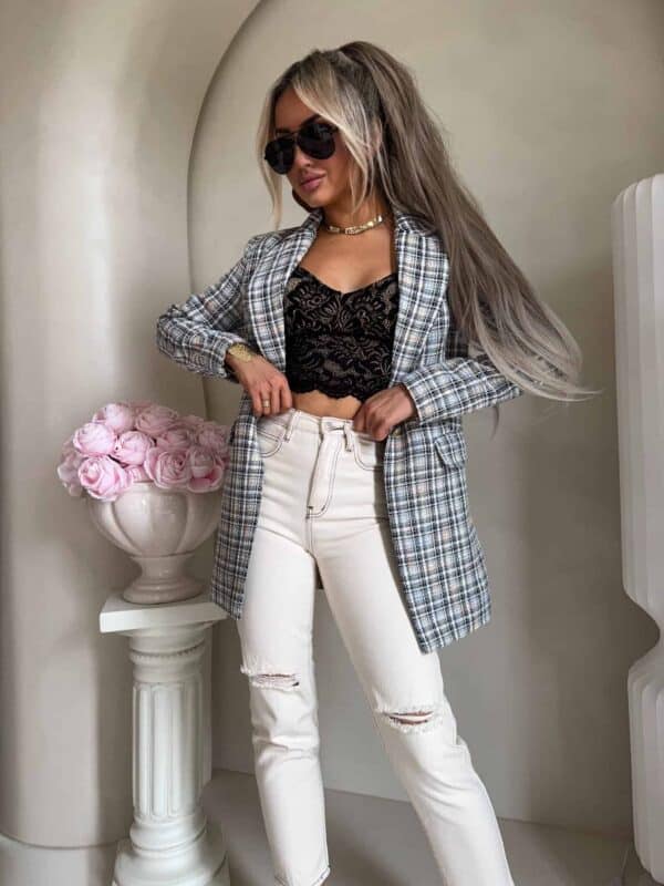 Marynarka LONG krata – szara Marynarka LONG krata – szara