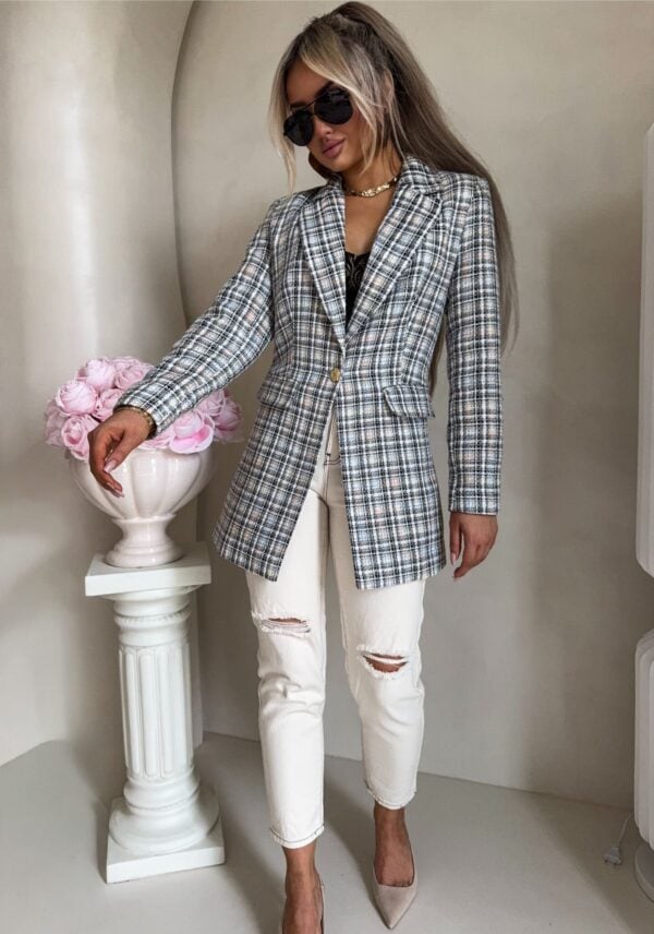 Marynarka LONG krata – szara Marynarka LONG krata – szara