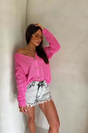 Sweter WOOD – ciemny róż