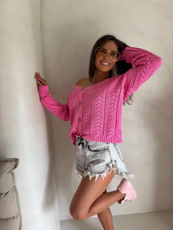 Sweter WOOD – ciemny róż