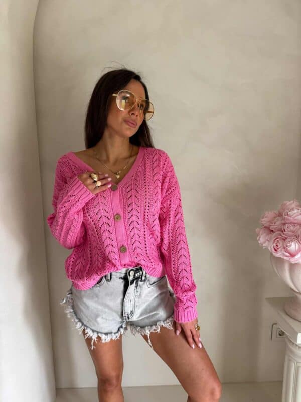 Sweter WOOD – ciemny róż