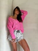 Sweter WOOD – ciemny róż