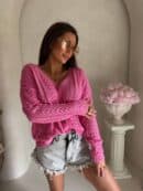 Sweter WOOD – ciemny róż