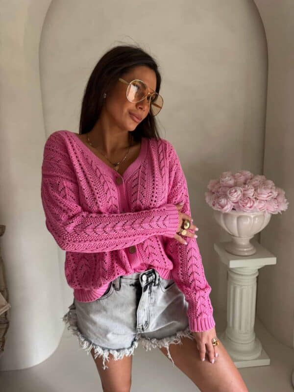 Sweter WOOD – ciemny róż