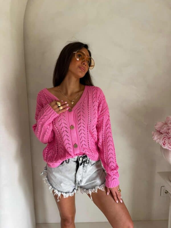 Sweter WOOD – ciemny róż