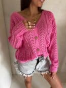 Sweter WOOD – ciemny róż