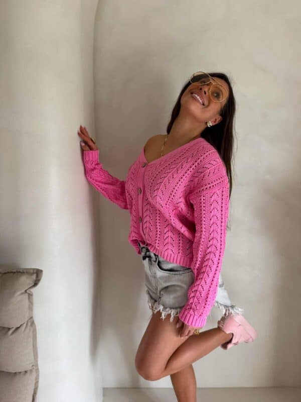 Sweter WOOD – ciemny róż