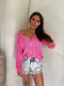 Sweter WOOD – ciemny róż