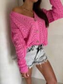 Sweter WOOD – ciemny róż