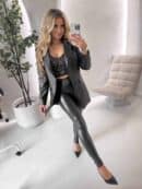 Marynarka LONG woskowana – czarna Marynarka LONG woskowana – czarna