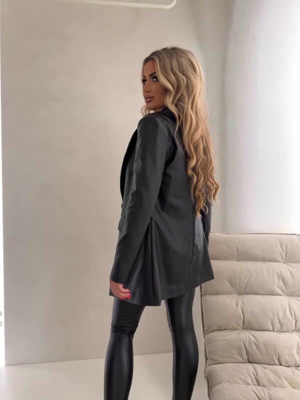 Marynarka LONG woskowana – czarna Marynarka LONG woskowana – czarna