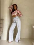 Jeansy FLARED pink one – jasny niebieski