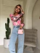 Bluzka VENEZIA print piwonia - mokka