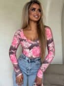 Bluzka VENEZIA print piwonia - mokka