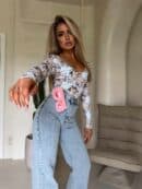 Bluzka VENEZIA print rose - lazurowa