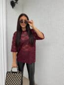 Bluzka MARMARIS II koronka new - bordowa