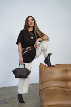 T-Shirt damski BG Only | gorzka czekolada