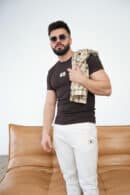 T-Shirt męski BG Malik | gorzka czekolada