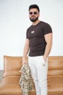 T-Shirt męski BG Malik | gorzka czekolada