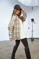 Koszula damska BG Pattern | piaskowy beż Koszula damska BG Pattern | piaskowy beż