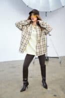 Koszula damska BG Pattern | piaskowy beż Koszula damska BG Pattern | piaskowy beż