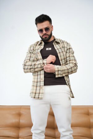 Koszula męska BG Pattern | piaskowy beż