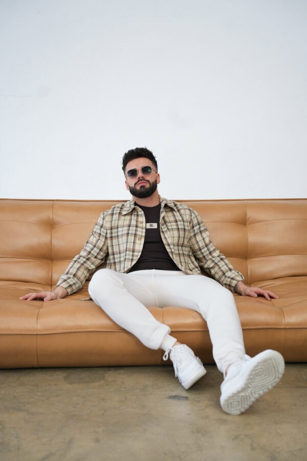 Koszula męska BG Pattern | piaskowy beż