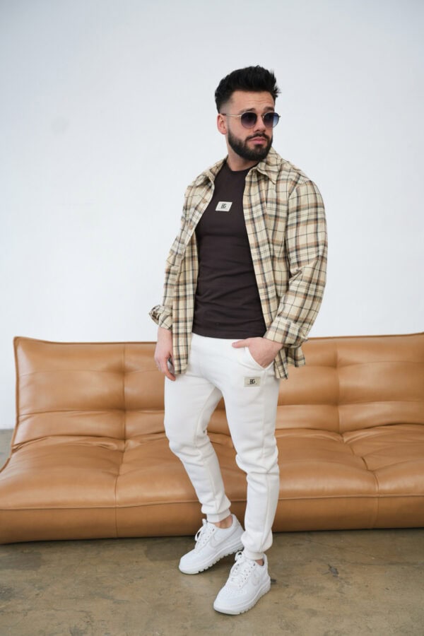 Koszula męska BG Pattern | piaskowy beż