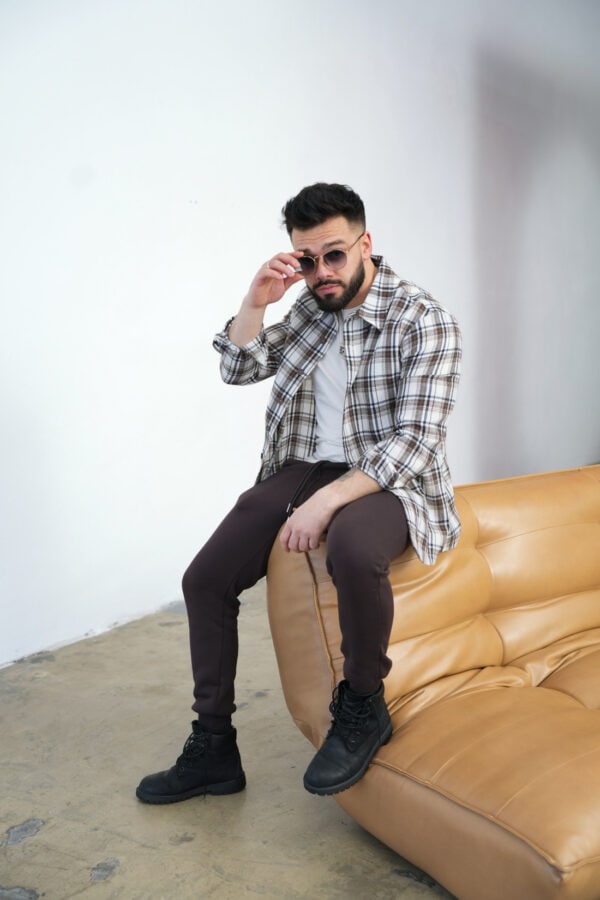 Koszula męska BG Pattern | krem Koszula męska BG Pattern | krem