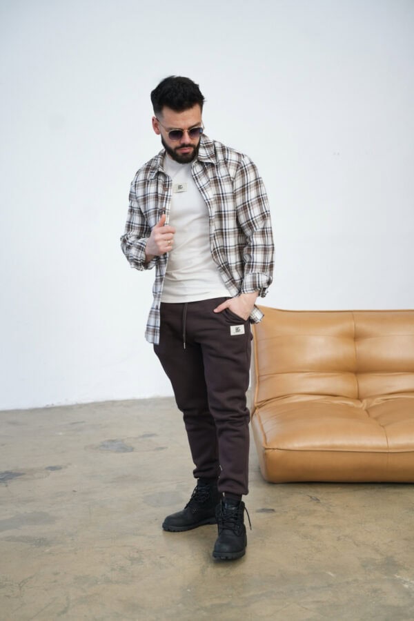 Koszula męska BG Pattern | krem Koszula męska BG Pattern | krem