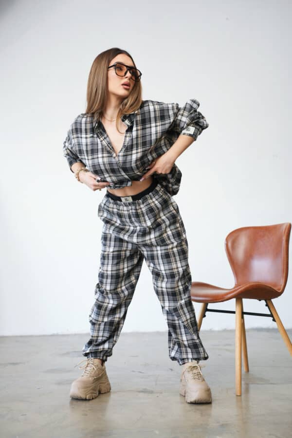 Koszula damska BG Pattern | czarny-beż