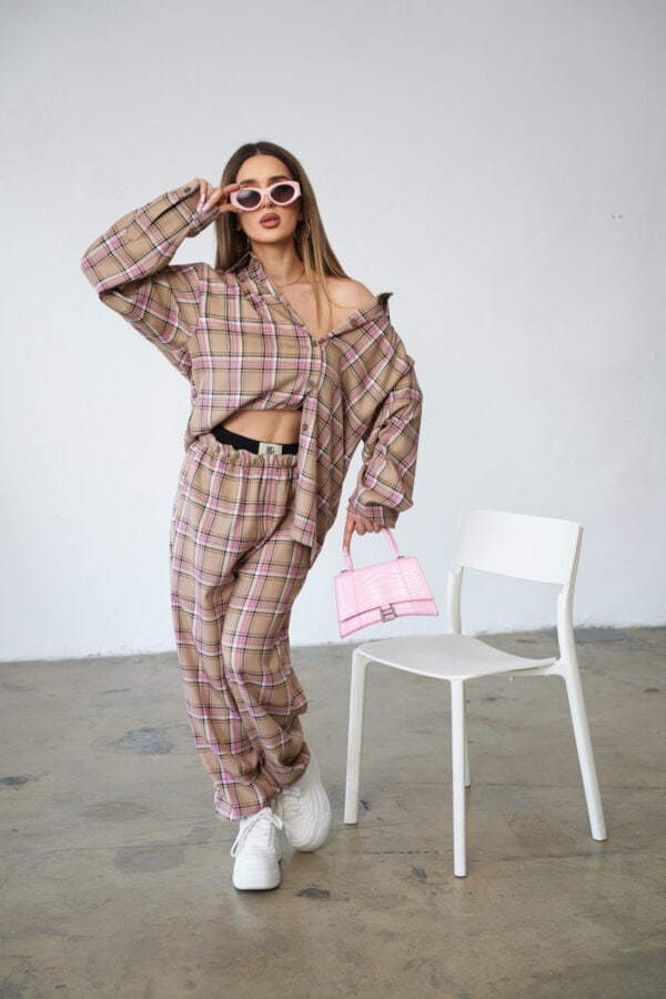 Spodnie damskie BG Friday | beż-róż Spodnie damskie BG Friday | beż-róż