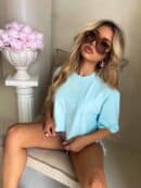 T-shirt pudełkowy ALLO - błękitny T-shirt pudełkowy ALLO - błękitny